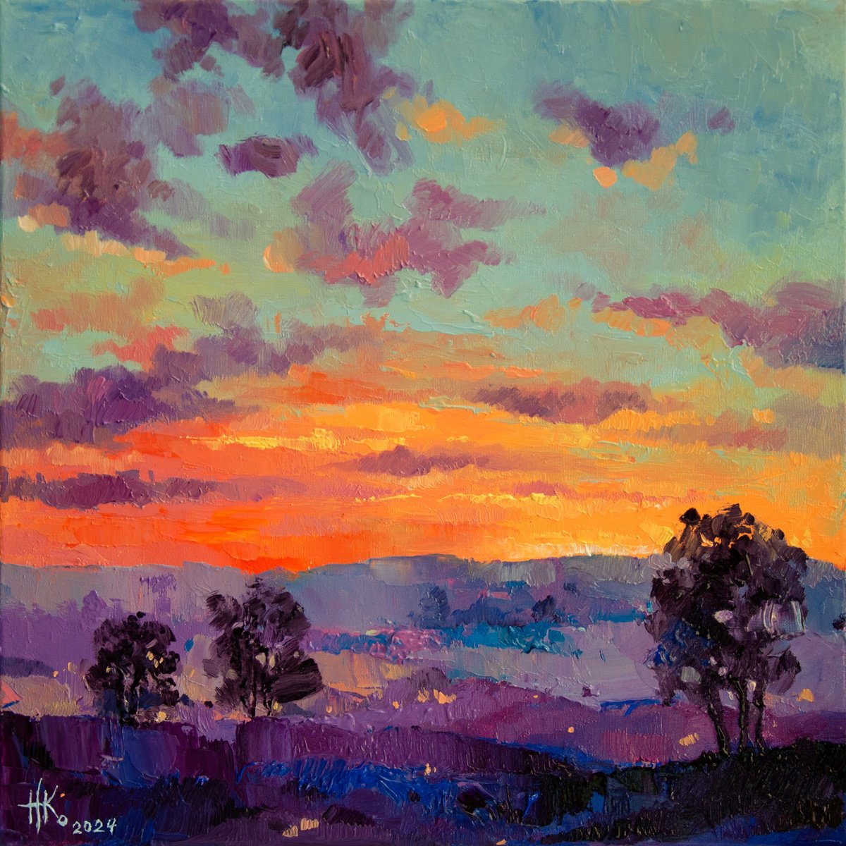 Impressionistic Landscape Oil Painting By Zhanna Kondratenko, 12 X 12", Whisper, Original Artwork