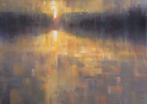 "Silence of  sunset"   Art work 2 in 1, you can rotate painting in two ways, the way you prefer