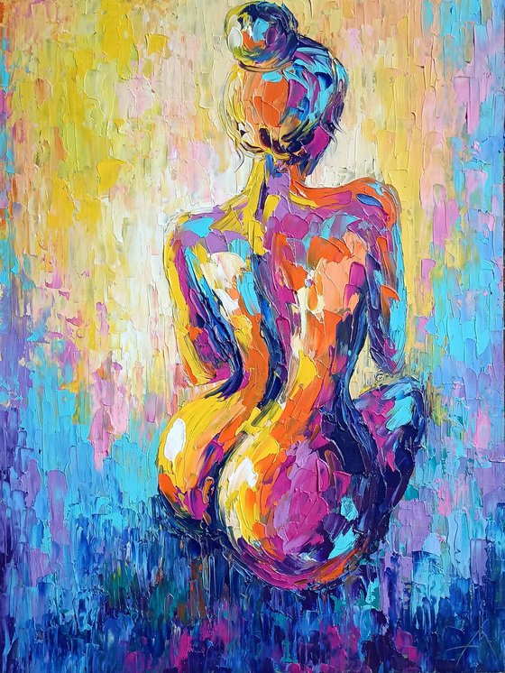 Сolored spots - beautiful, woman body, nude, erotic, body, woman, woman body, oil painting, gift for him, gift for man, nu