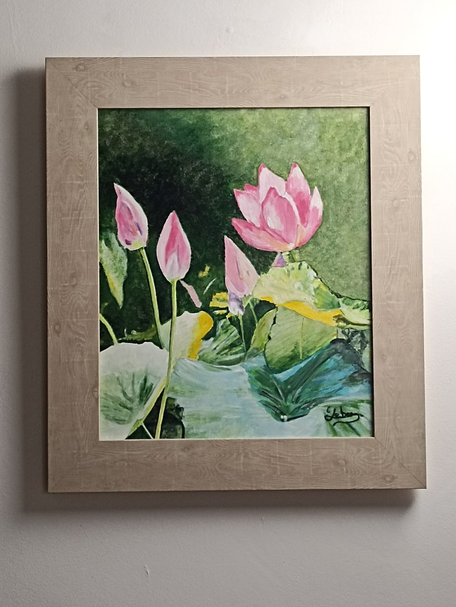 Impressionistic Botanical Oil Painting By Isabelle Lucas, 18 X 21, Pink Lotus, Original Artwork