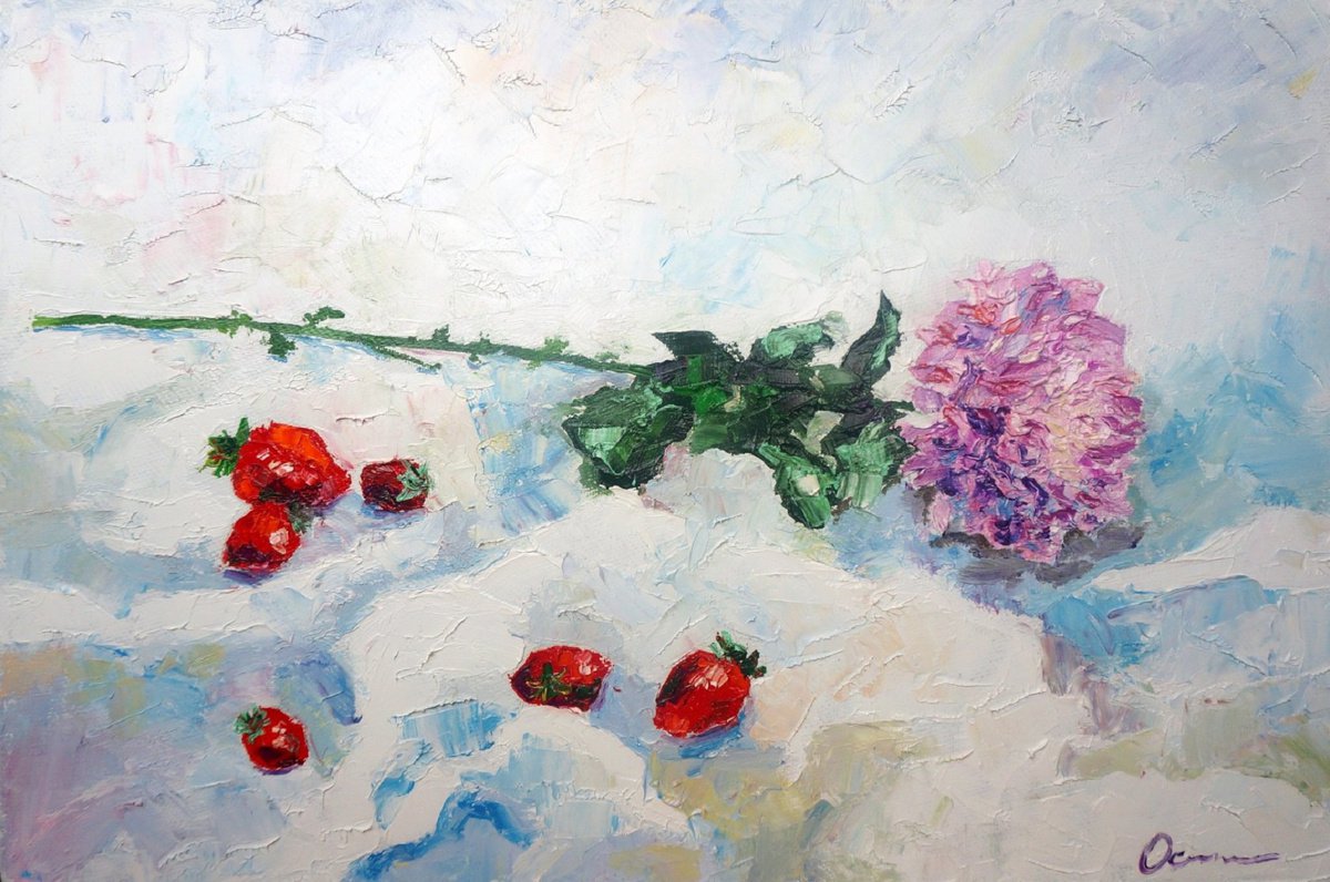 Chrysanthemum on the table by Ekaterina Mitrofanova