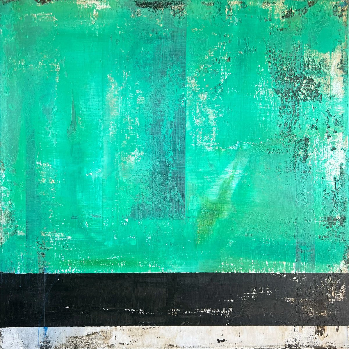 Abstract Painting By Sergio Aranda, 20 X 20", Verdant Memory, Original Artwork