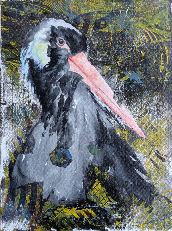 Black stork in Mixed Media