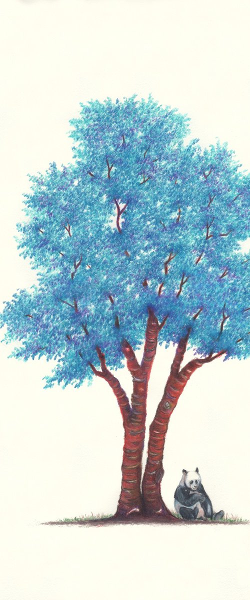 Panda bear and the blue tree by Shweta  Mahajan