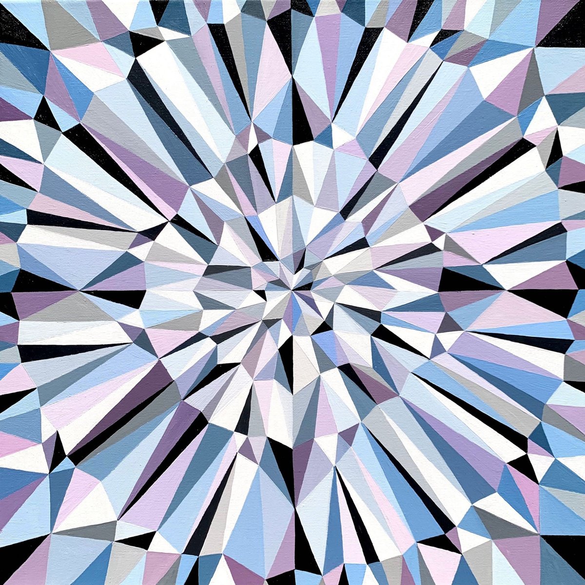 Geometric Abstract Acrylic Painting By Maria Tuzhilkina, 16 X 16", Blue Diamond, Original Artwork