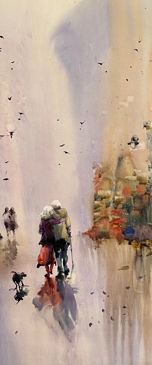 Sold Watercolor “Old door, forever young Love” perfect gift by Iulia Carchelan