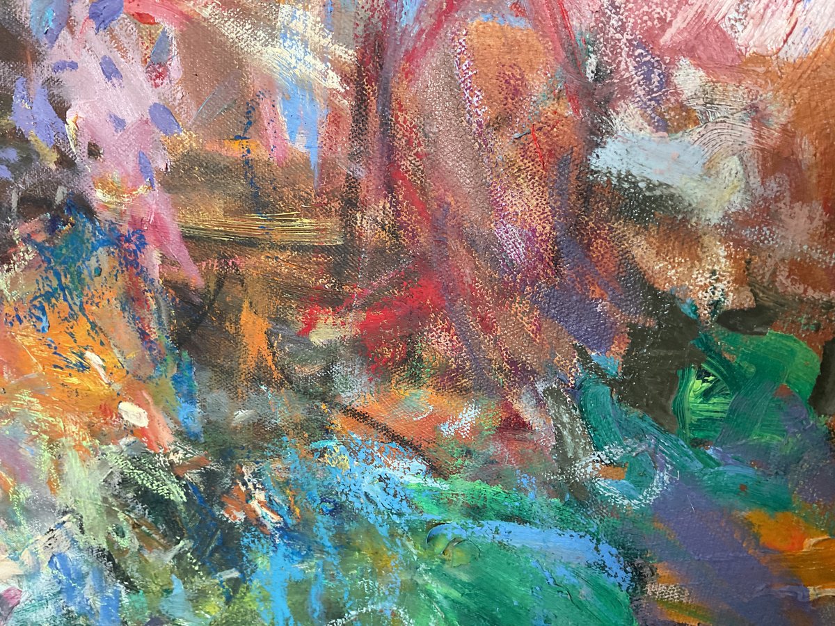 Expressive Abstract Oil Painting By Lana Verdi, 43 X 40", Frida, Original Artwork