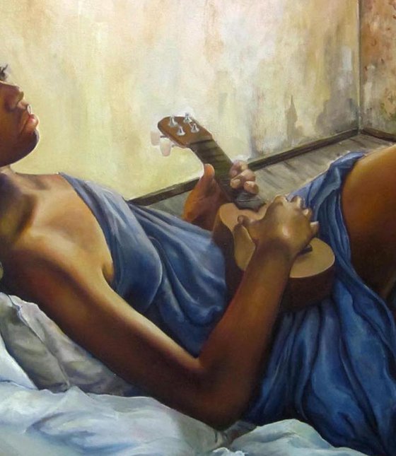 Ms Gisele's Ukelele Original Oil  on canvas 24"x36"