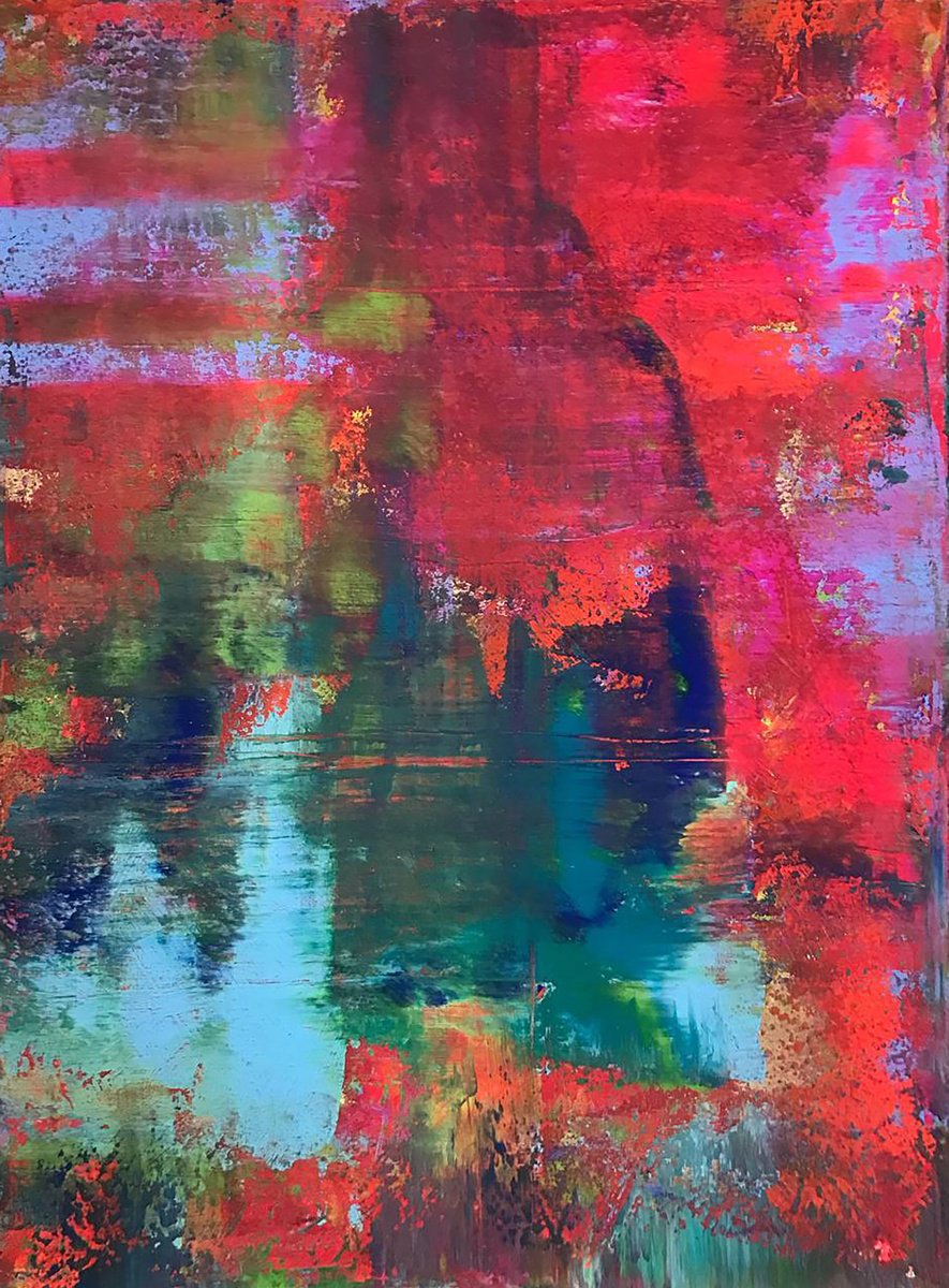 Impressionistic Abstract Acrylic Painting By Olga Melezhik, 20 X 28", Bright Day, Original Artwork