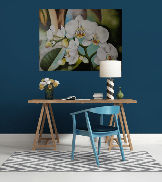 White Orchid Large Painting