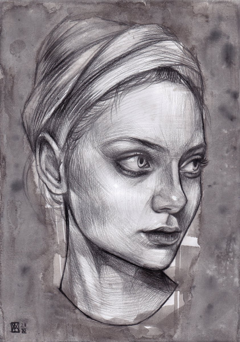Portrait Pencil Drawing By Anastasia Terskih, 8 X 12, 