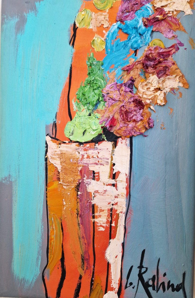 Organic Botanical Oil Painting By Yelena Ralina, 8 X 12", Vibrant Harmony, Original Artwork