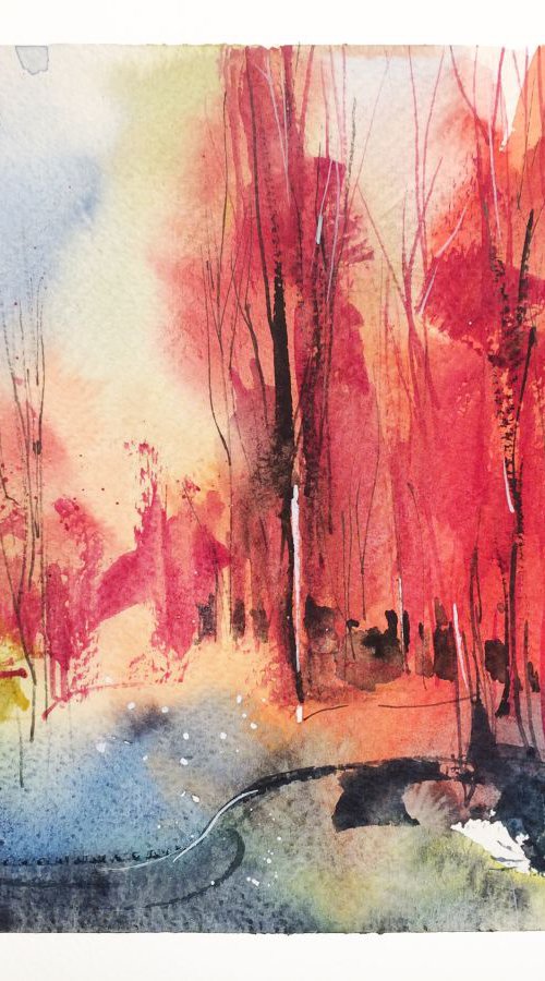 Landscape with red trees (Paesaggio 9-16 by Alessandro Andreuccetti