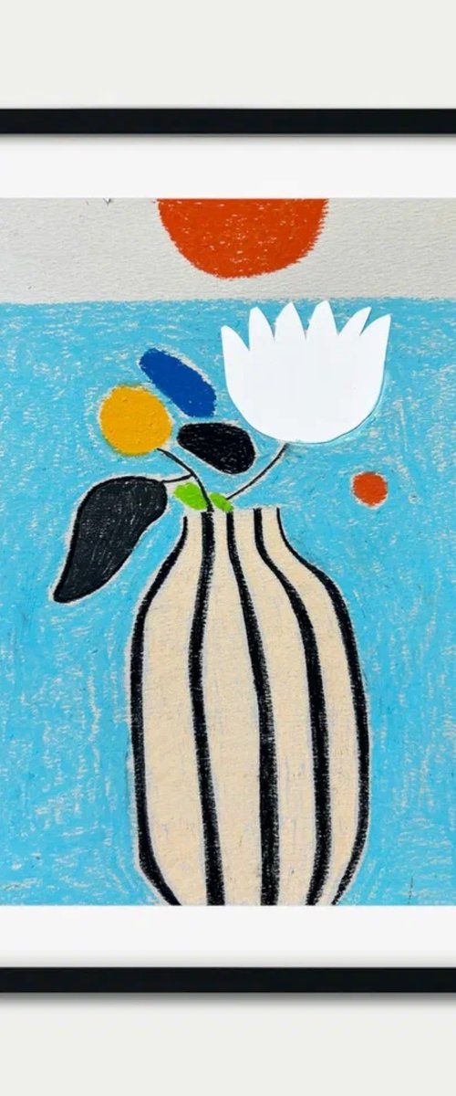 Striped Vase Floral Art by Sasha Robinson