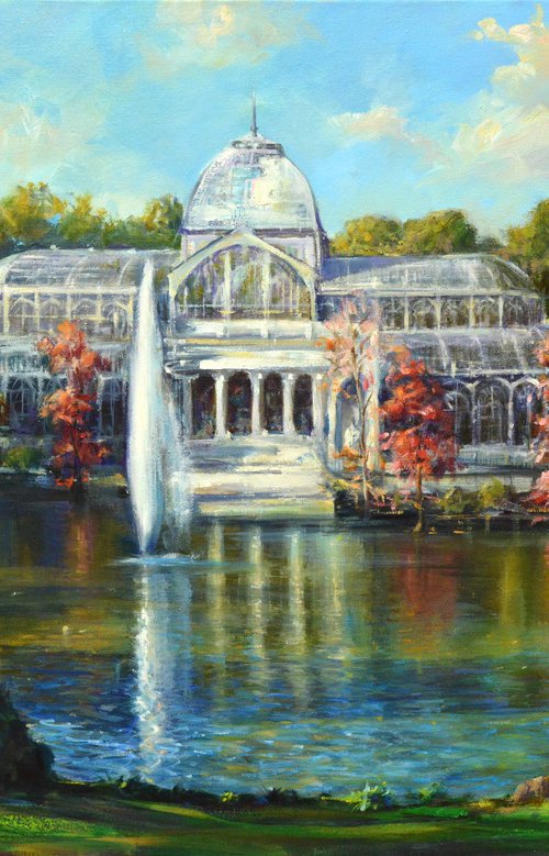 Palacio de Cristal Retiro Park | Autumnal Park with a Pond by Jose Moran Vazquez