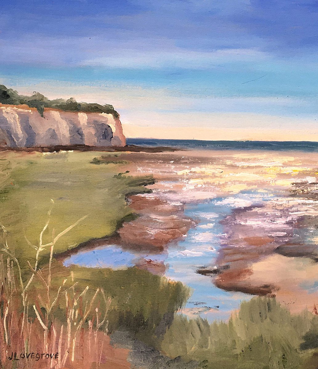 Morning light on the Kent coast. An original oil painting by Julian Lovegrove Art