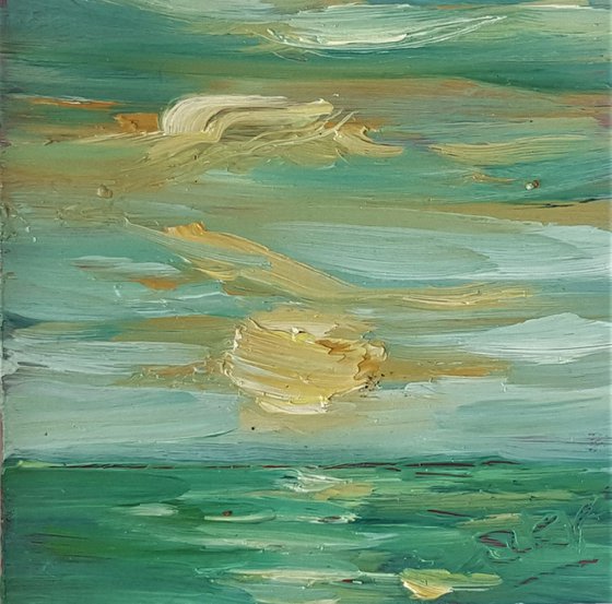 The Sun and the Turquoise Sky - a semi abstract mini seascape