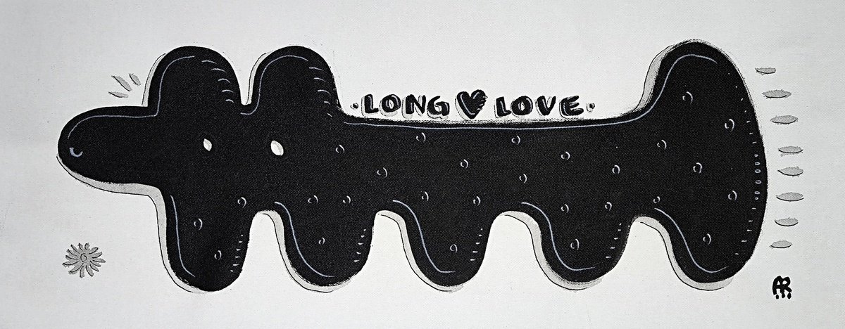 Animal Acrylic Painting By Angel Rivas, 27 X 12, Long Love, Original Artwork