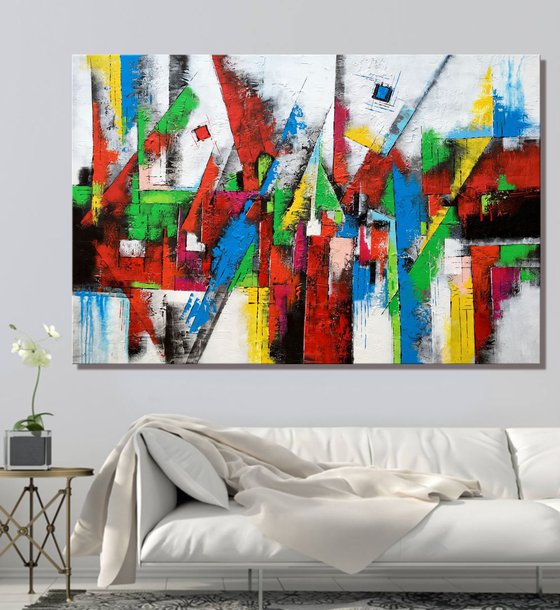 Forever Young -  XL LARGE,  Modern, Powerful, Heavy Textured, Joyful,  Energetic,  Bold,  Colorful Painting - READY TO HANG!