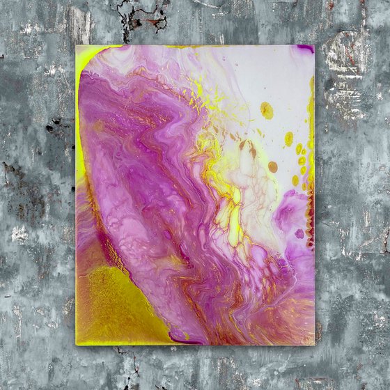 "Replicate With Me" - Original Abstract PMS Fluid Acrylic Painting Coated with Resin on Canvas - 16 x 20 inches