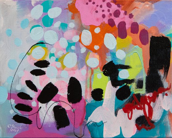Myriade - Original small colourful abstract painting - Ready to hang