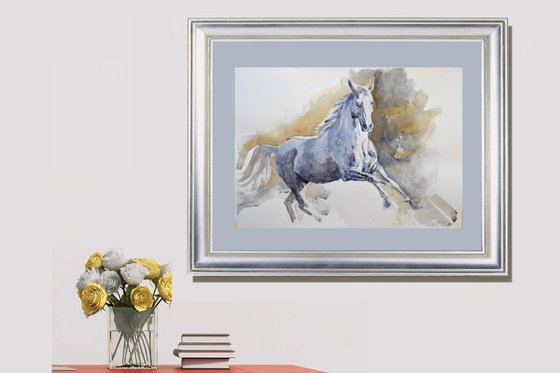 Running white  horse 5(70x50)