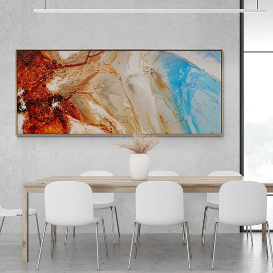 Rock to Ocean 240cm x 100cm Textured Abstract Art