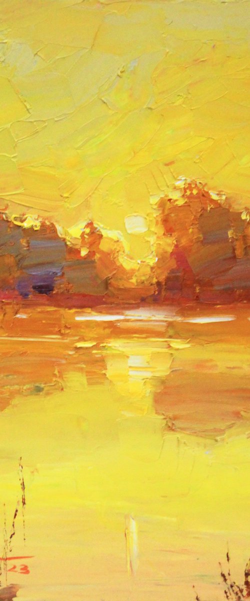 Sunset over the lake by Sergei Chernyakovsky