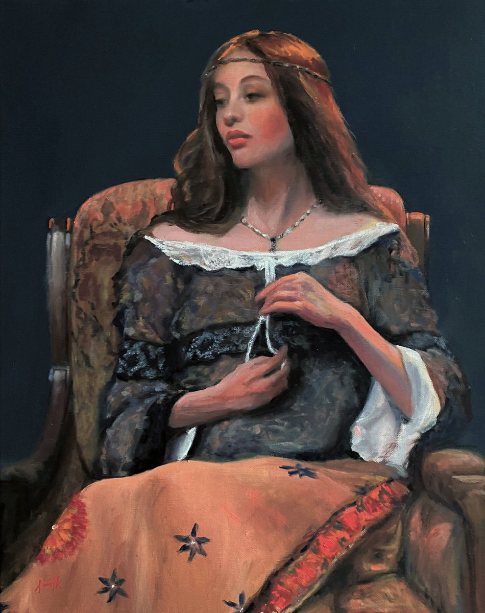 Impressionistic Portrait Oil Painting By Jackie Smith, 16 X 20, Pre-Raphaelite Style Original Oil Painting 16X20 Inches Linen Canvas Classic Portrait., Artfinder