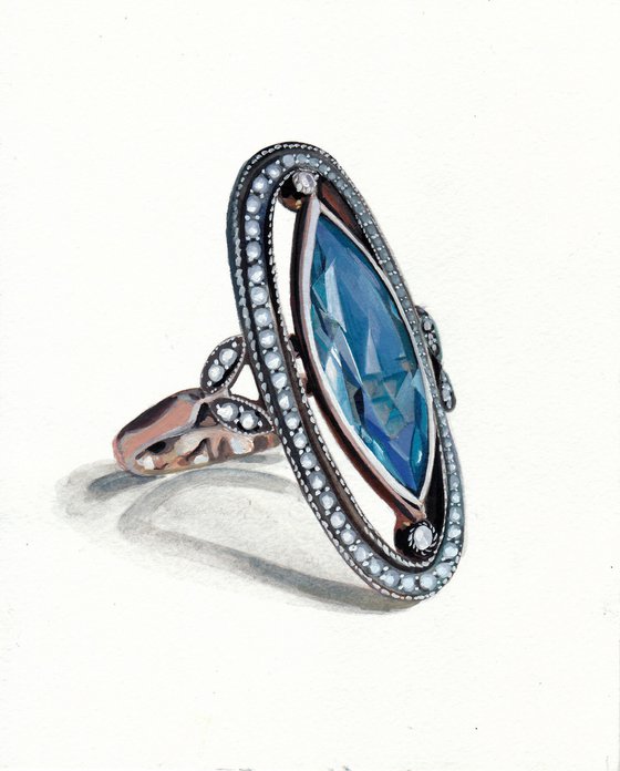 Topaz Art-Deco style ring