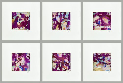Purple Rain Collection - Set of 6 Abstract Paintings in Mats by Kathy Morton Stanion by Kathy Morton Stanion