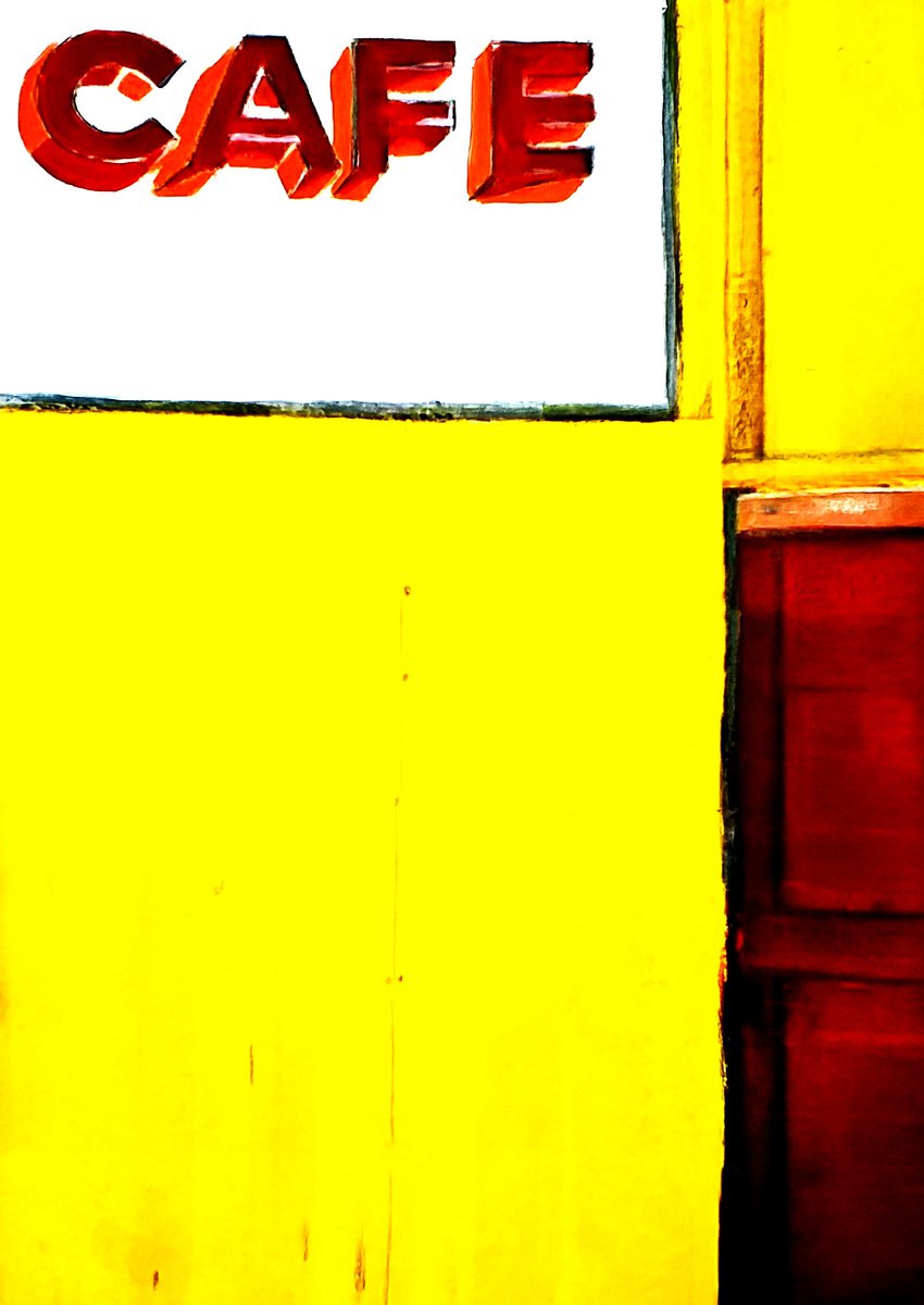 CLOSED CAFE in red-yellow by Sinisa Alujevic