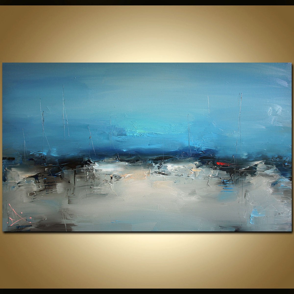 Expressive Oil Painting , The Blue Beach By Stanislav Lazarov, 47 X 28, Artwork For Sale On Artfinder