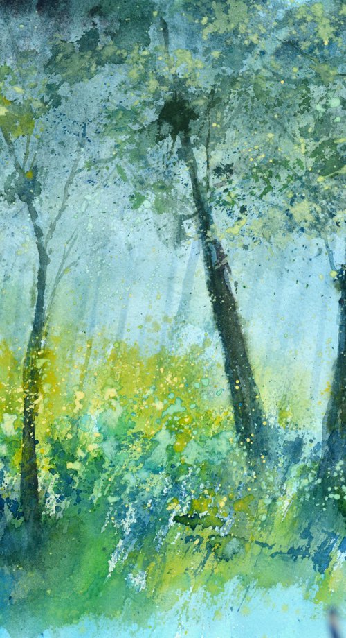 Light in the wood -watercolor by Pol Henry Ledent