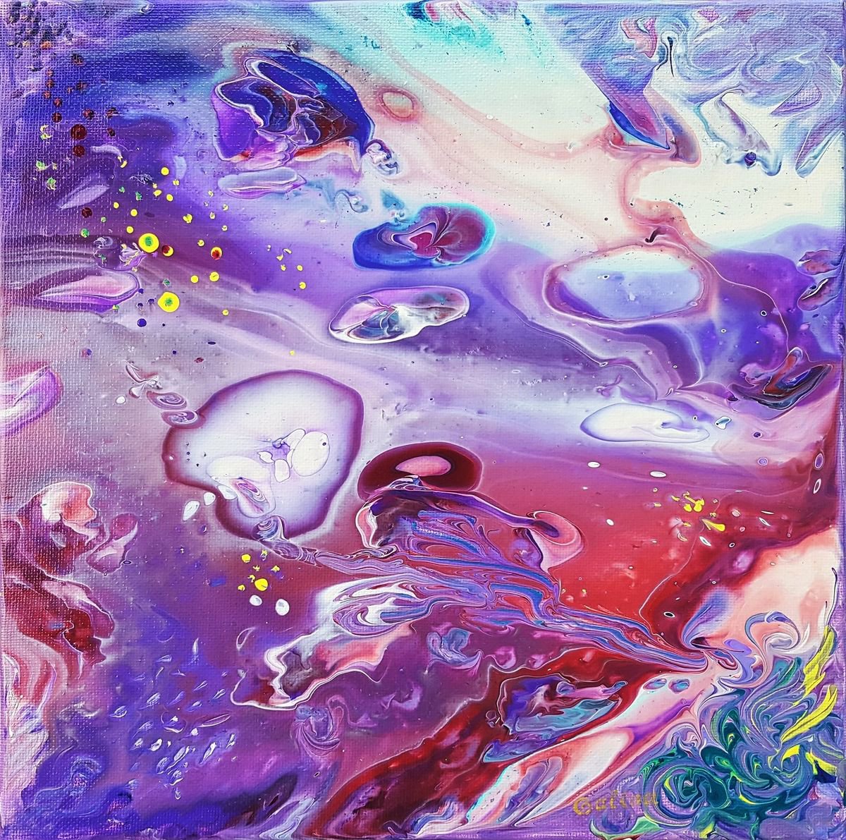 Surrealistic Abstract Acrylic Painting By Galina Victoria, 12 X 12, Dimensions, Original Artwork