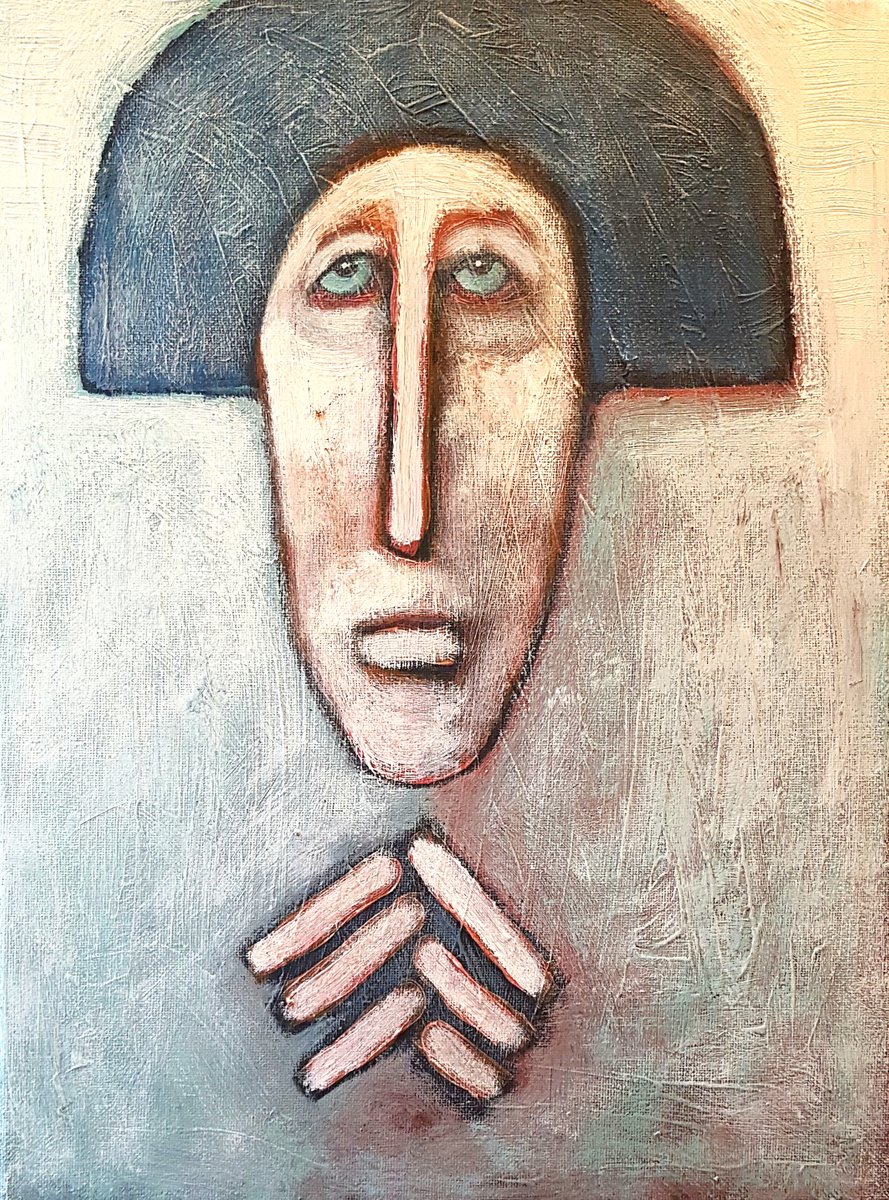 Surrealistic Portrait Acrylic Painting By Zhana Viel, 12 X 16", Sala, Original Artwork