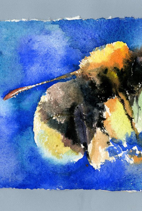 Bumblebee watercolor painting on Handmade Paper by Suren Nersisyan