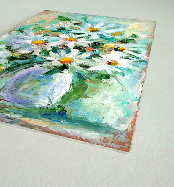 Summer Bouquet, Daisy Painting Floral Original Wall Art Flower Bouquet Artwork