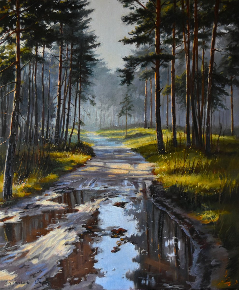 Photorealistic Oil Painting , The Forest Road By Serghei Ghetiu, 20 X 24, Artwork For Sale On Artfinder