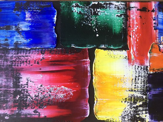 "Integration" - FREE USA SHIPPING + Save As A Series - Original PMS Abstract Triptych Oil Paintings On Wood - 33" x 20"