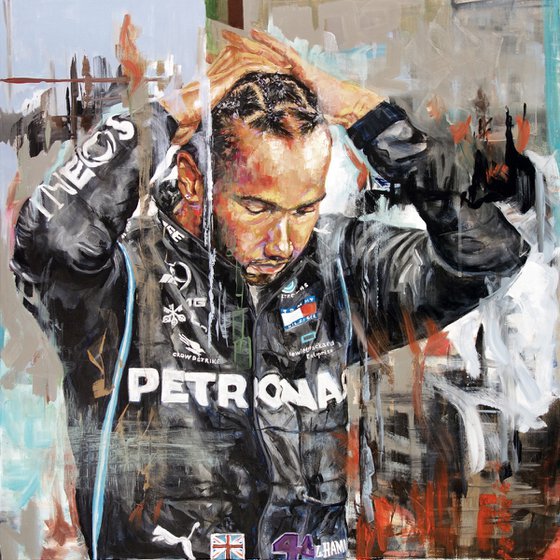 Lewis GOAT Original Painting Luxury Art Street Art Formula 1 F1 Racing Driver Champion Contemporary Art Semi Abstract BLM