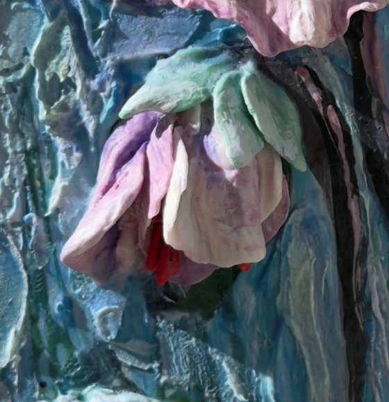 Blush Awakening Sculptural Floral Relief