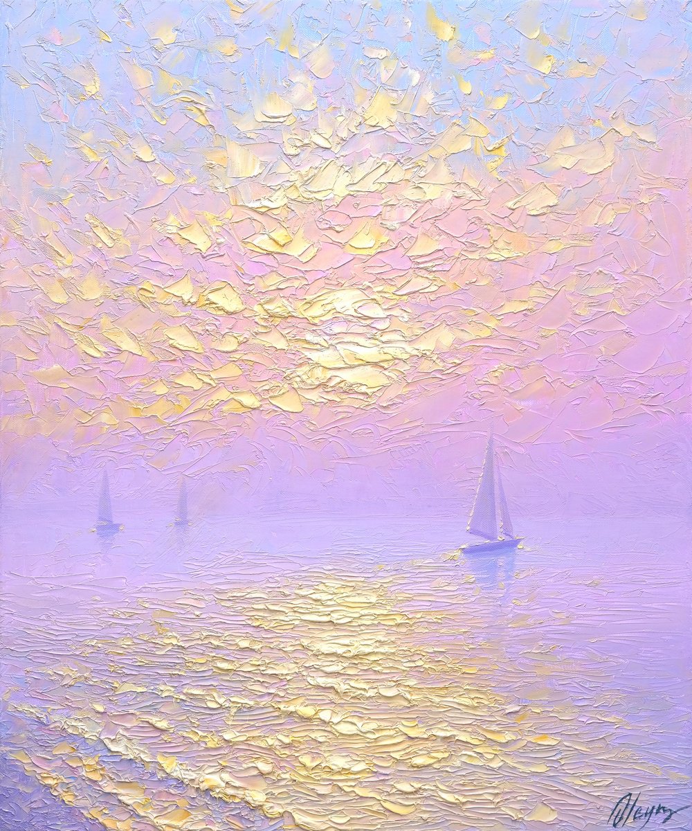 Impressionistic Landscape Oil Painting By Dmitry Oleyn, 20 X 24, Sea, Original Artwork