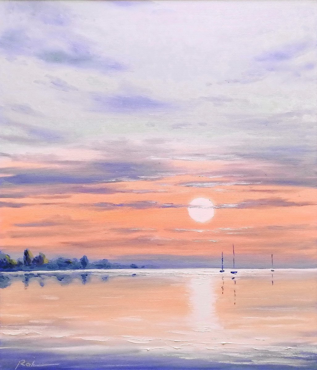 Impressionistic Landscape Oil Painting By Oleh Rak, 24 X 28", Silence, Original Artwork