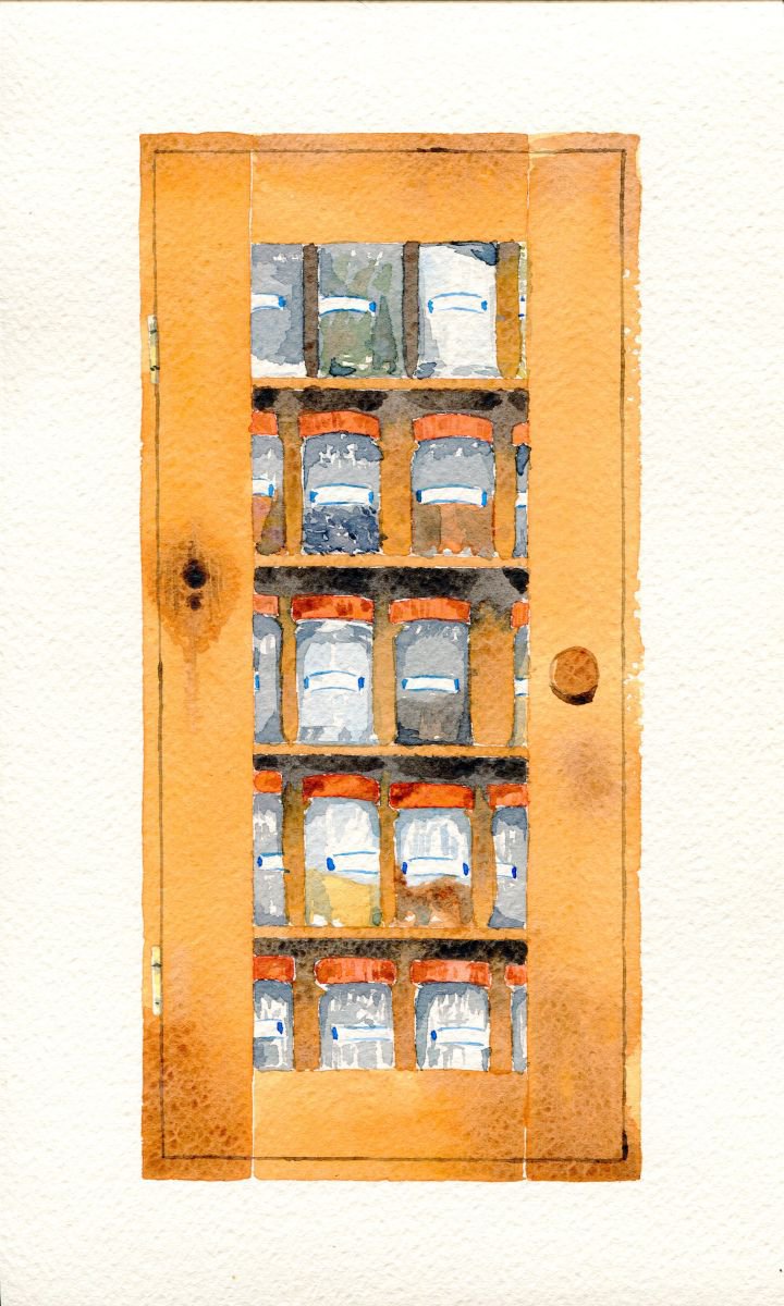 Original Unframed Watercolour Painting of the Spice Cupboard by Hannah Clark