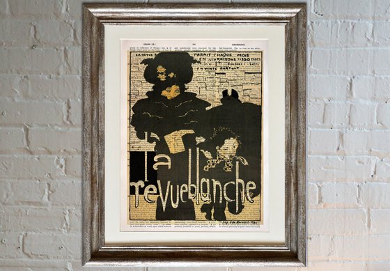 La Revue Blanche - Collage Art Print on Large Real English Dictionary Vintage Book Page