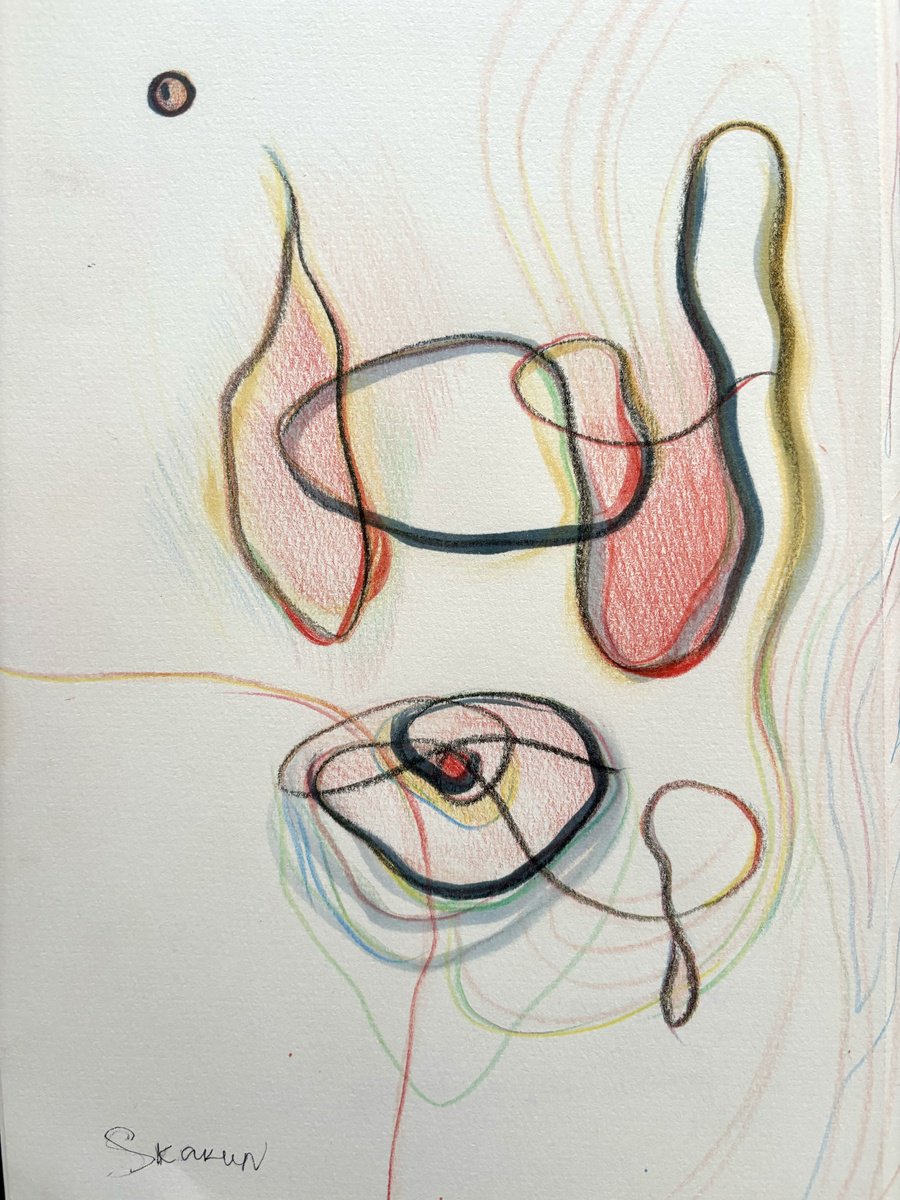 Expressive Abstract Pencil Drawing By Mari Skakun, 8 X 11", Inside View #2, Original Artwork