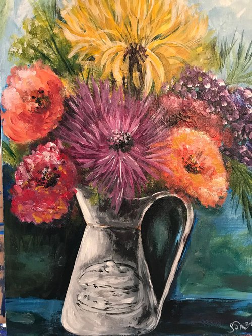 Bouquet of colorful blooms by Carolyn Shoemaker (Soma)