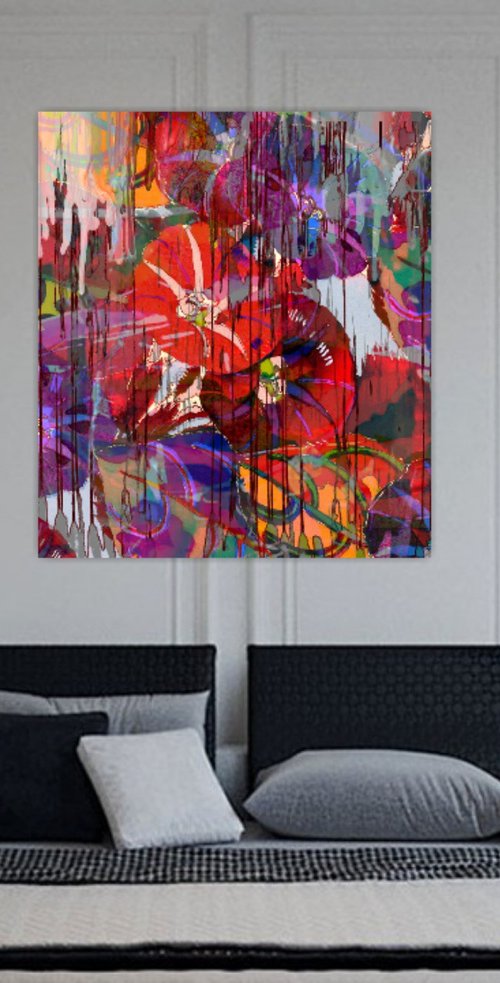 Tropical Flowers in Red by Alex Solodov