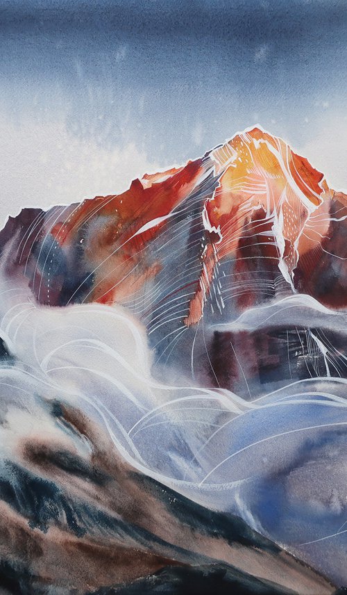 Everest mountain. by Alla Vlaskina